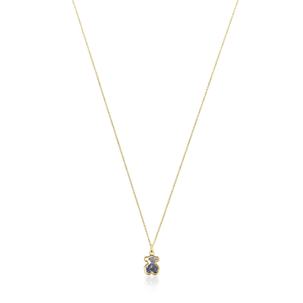 Gold Areia Necklace with blue sapphire