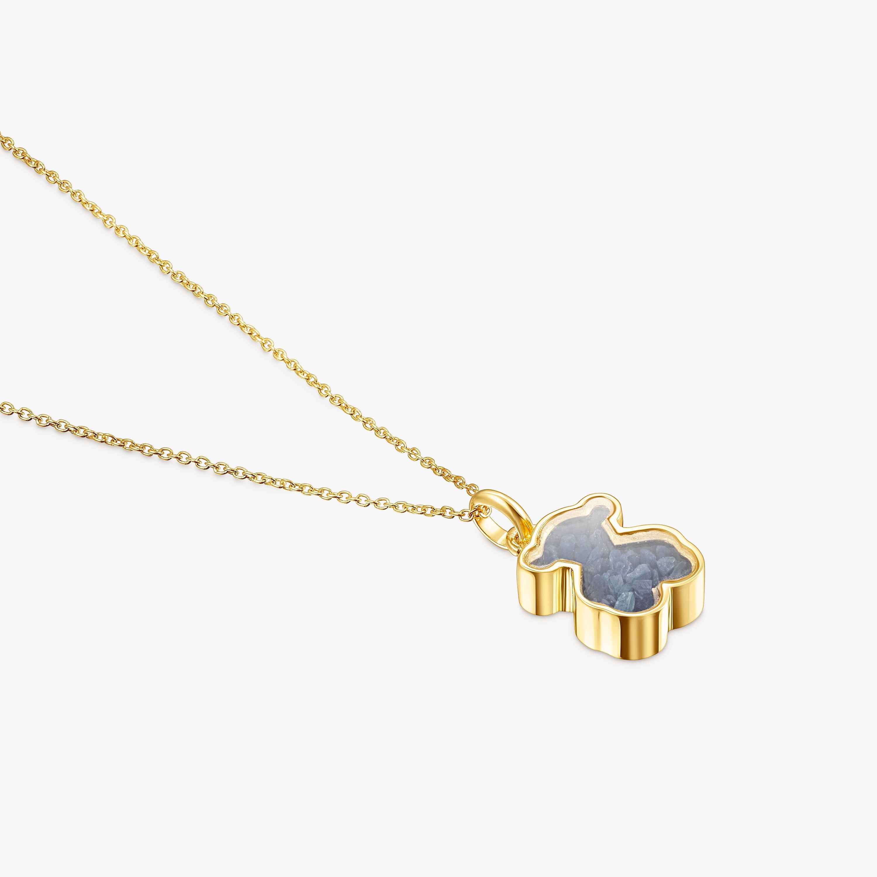 18K Solid Gold Areia Necklace with blue sapphire