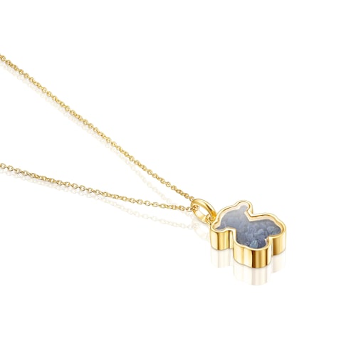 Gold Areia Necklace with blue sapphire