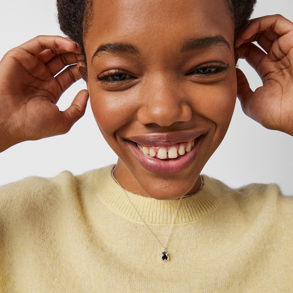 Silver Areia Necklace with onyx
