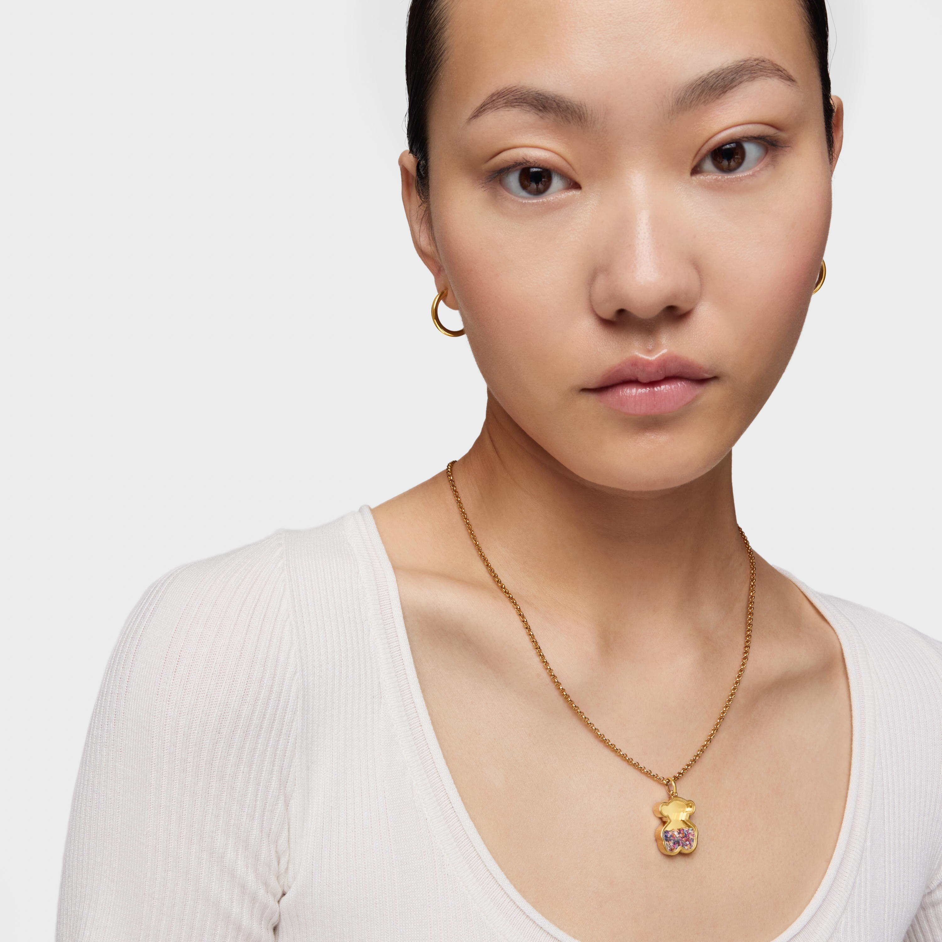 Silver vermeil Areia Pendant with multicolored gemstones | TOUS