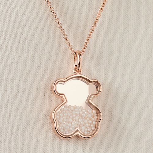 Dije Areia con baño de oro rosa 18 kt sobre plata y perlas