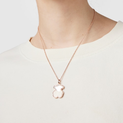 Dije Areia con baño de oro rosa 18 kt sobre plata y perlas