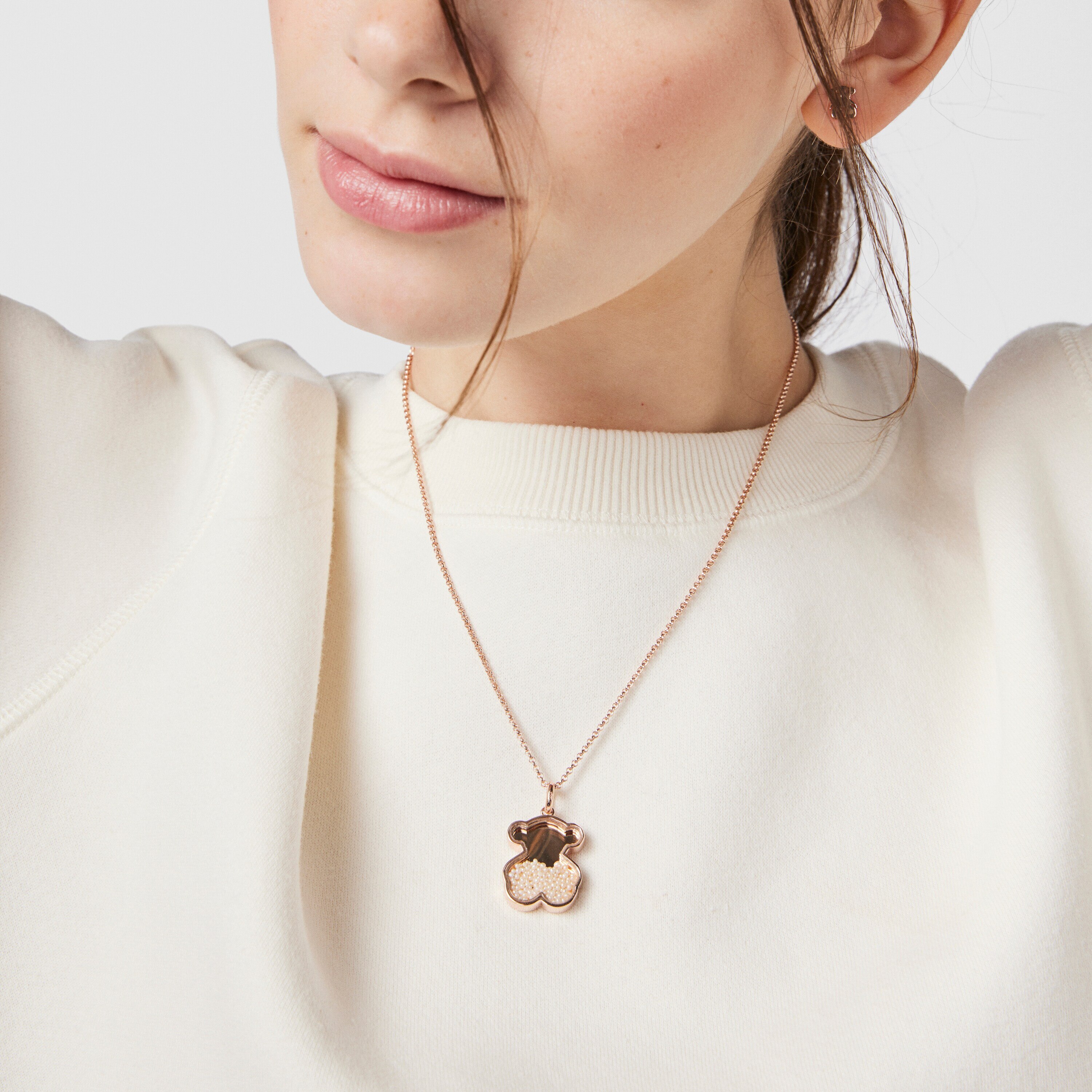 Rose silver vermeil Areia Pendant with pearls