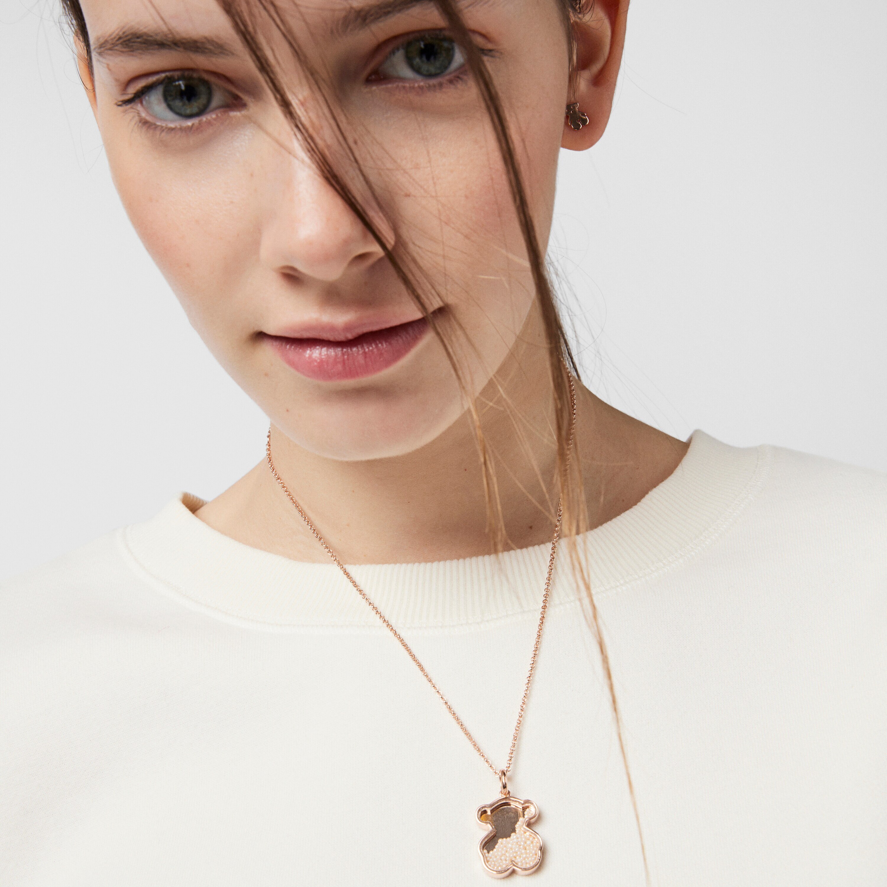 Rose silver vermeil Areia Pendant with pearls