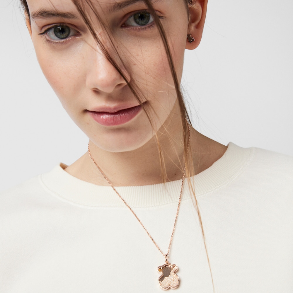 Rose silver vermeil Areia Pendant with pearls