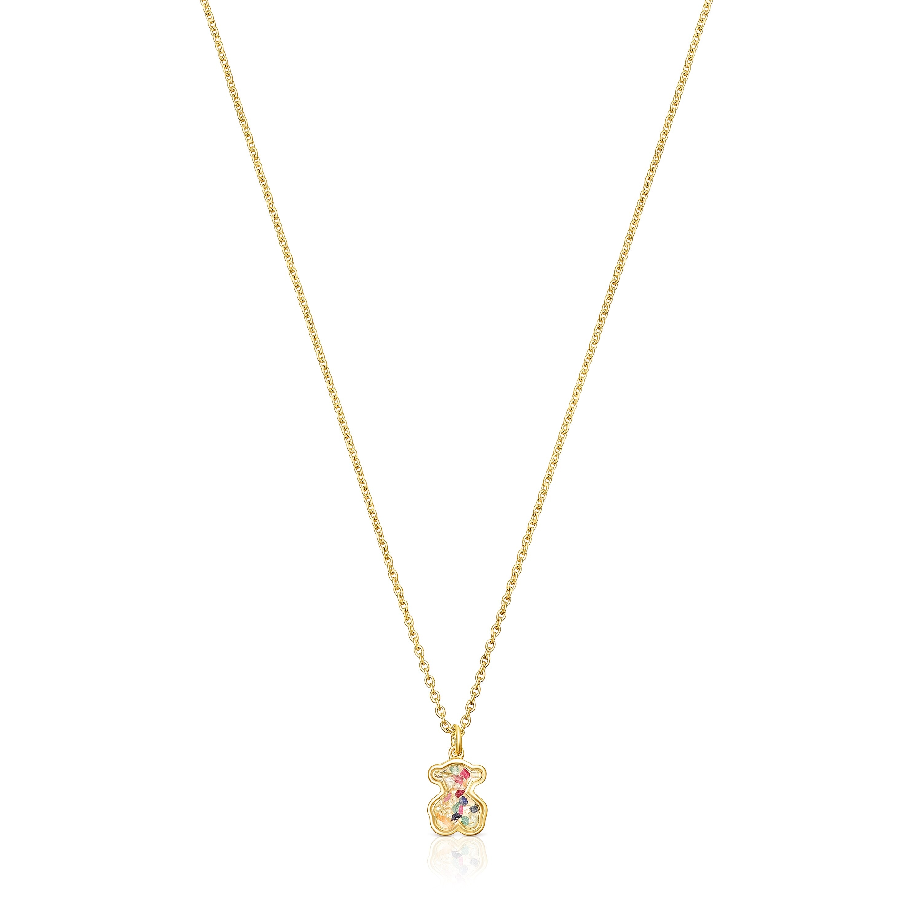 Collar con baño de oro 18 kt sobre plata y multi gemas Areia