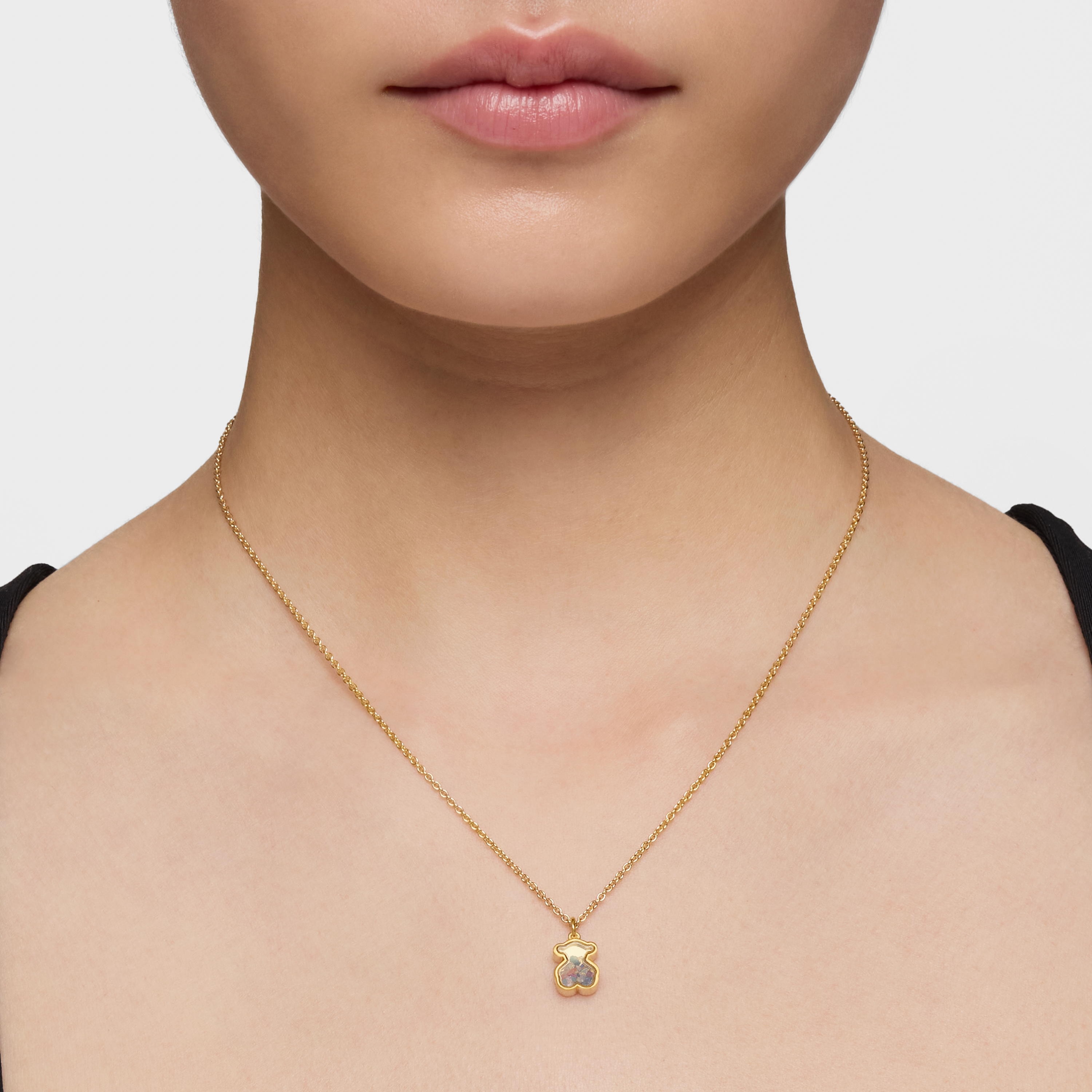 Collar con baño de oro 18 kt sobre plata y multi gemas Areia