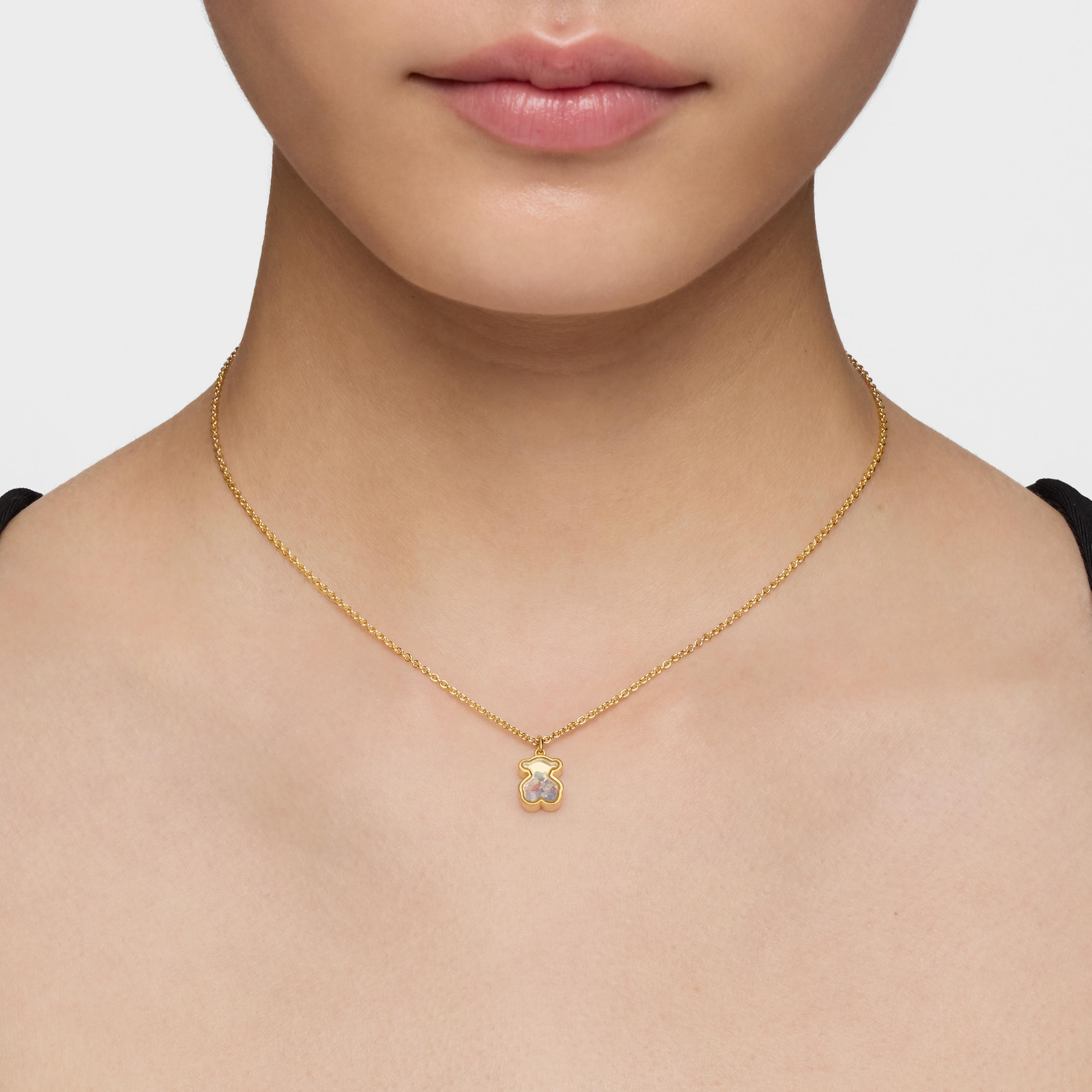 Collar con baño de oro 18 kt sobre plata y multi gemas Areia