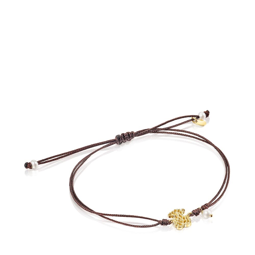 Pulsera Oceaan de oro, perla y cordón image number 0