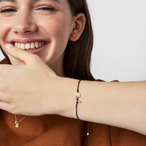 Pulsera Oceaan de oro, perla y cordón