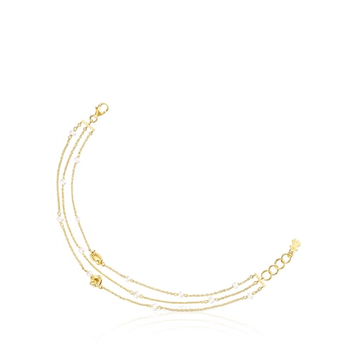 Gold Oceaan shells-chains Bracelet with pearls