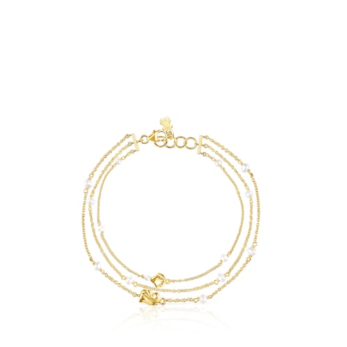 Gold Oceaan shells-chains Bracelet with pearls