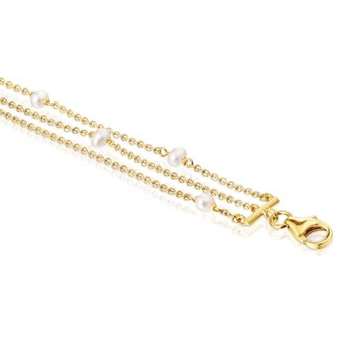 Gold Oceaan shells-chains Bracelet with pearls