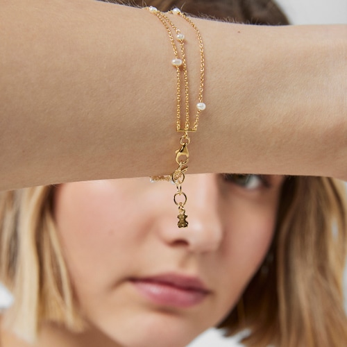 Gold Oceaan shells-chains Bracelet with pearls