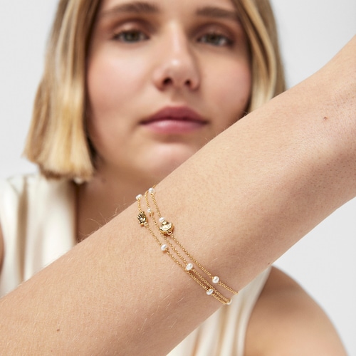 Gold Oceaan shells-chains Bracelet with pearls