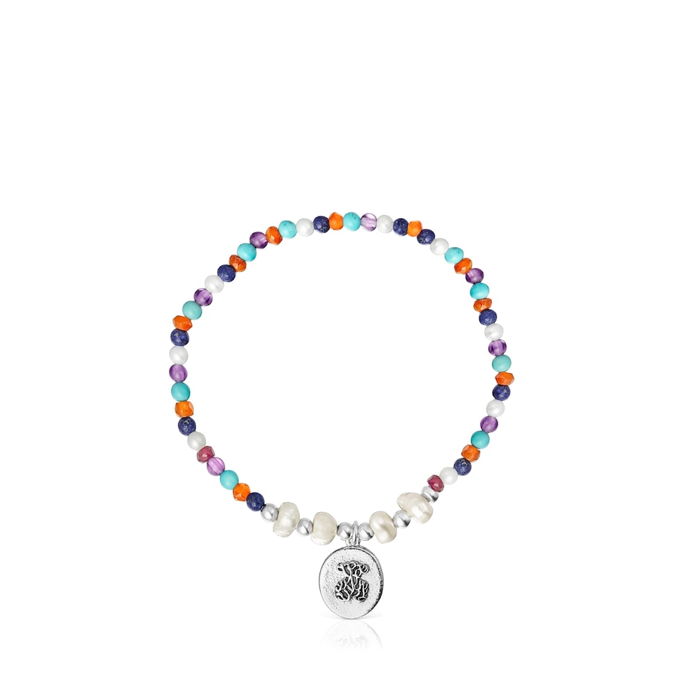 Pulsera camafeo de plata con perlas y gemas Oceaan Color