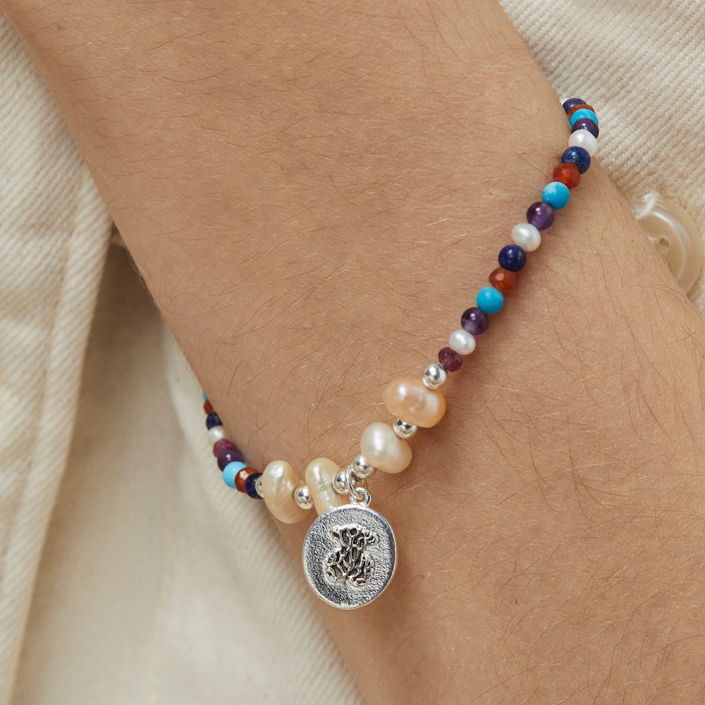 Pulsera camafeo de plata con perlas y gemas Oceaan Color