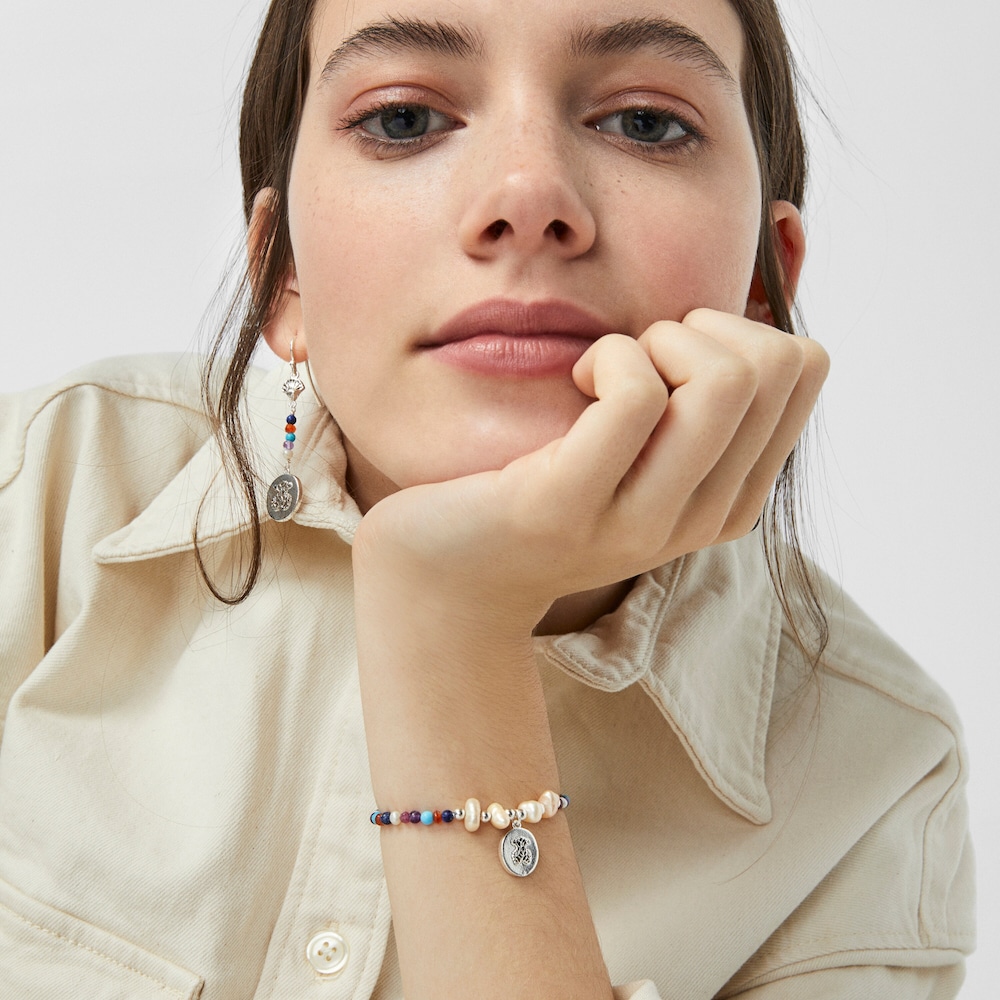 Pulsera camafeo de plata con perlas y gemas Oceaan Color