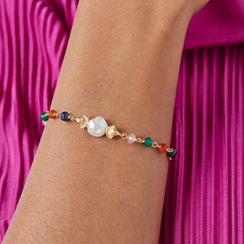 Silver vermeil Oceaan Color Bracelet with pearl and gemstones