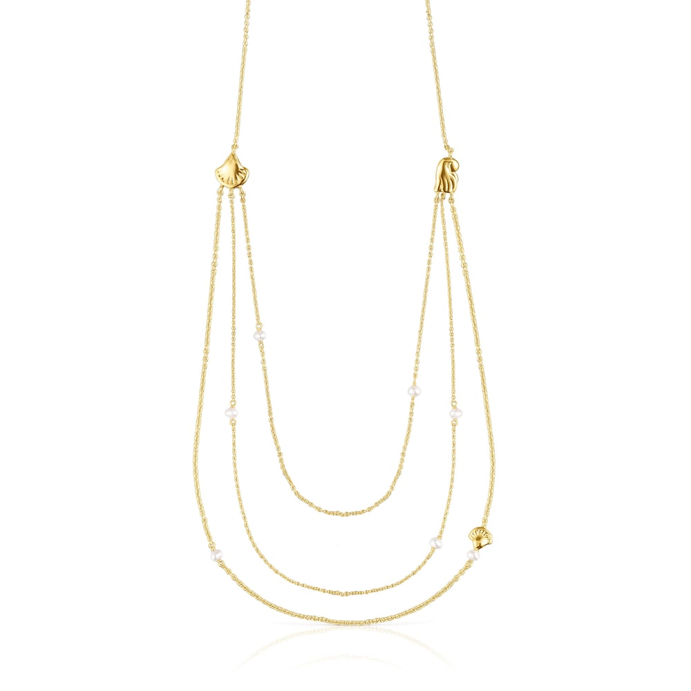 Gold Oceaan shells-chains Necklace with pearls Gold Oceaan shells-chains Necklace with pearls