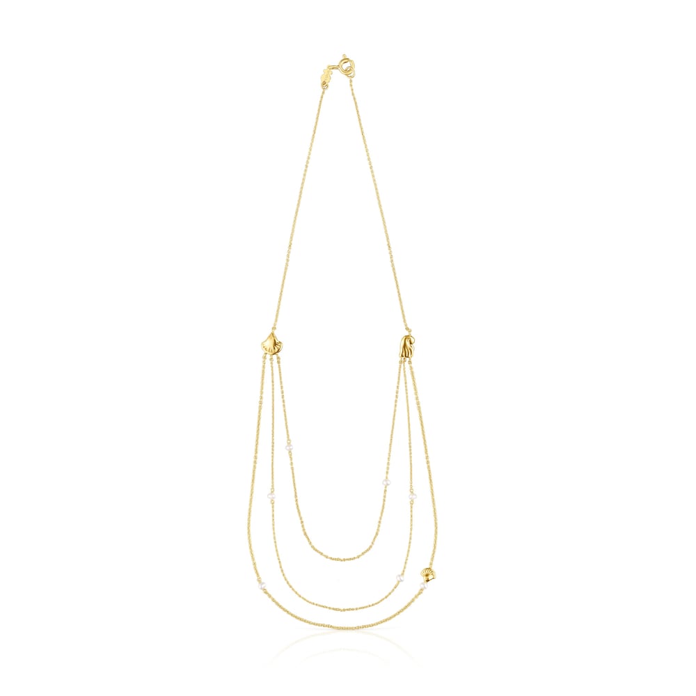 Gold Oceaan shells-chains Necklace with pearls Gold Oceaan shells-chains Necklace with pearls