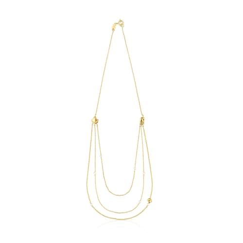 Gold Oceaan shells-chains Necklace with pearls