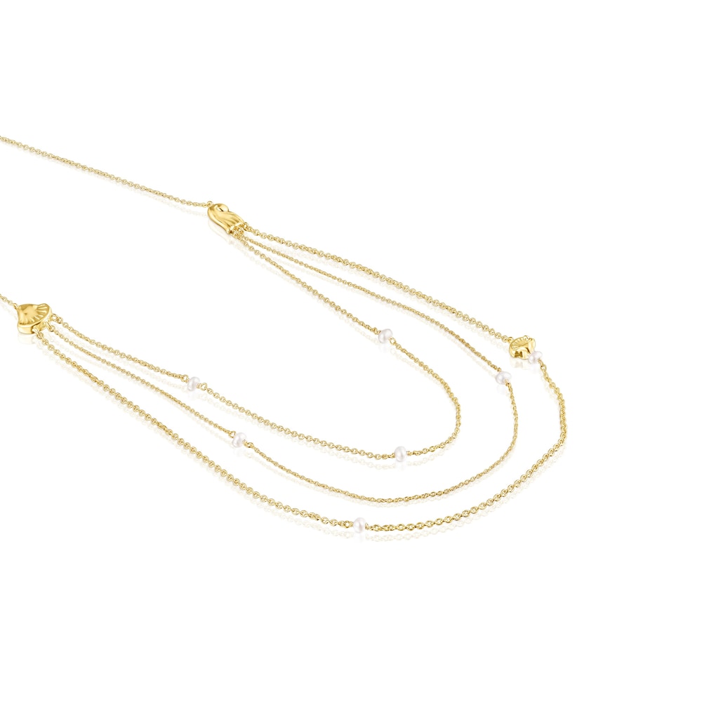 Gold Oceaan shells-chains Necklace with pearls Gold Oceaan shells-chains Necklace with pearls