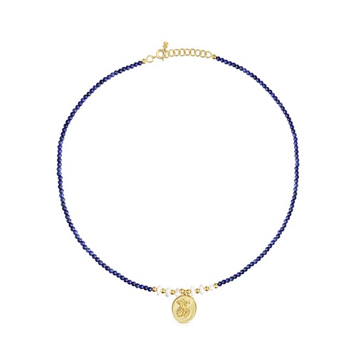 Collar camafeo con ba&ntilde;o de oro 18 kt sobre plata, lapislazuli y perlas Oceaan