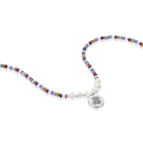 Collar camafeo de plata con perlas y gemas Oceaan Color 