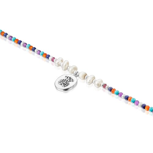 Collar camafeo de plata con perlas y gemas Oceaan Color 