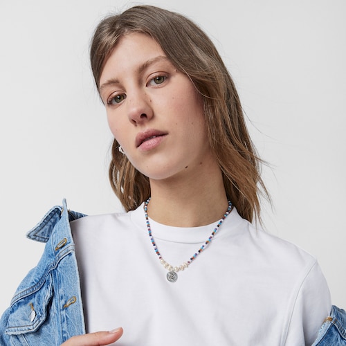 Collar camafeo de plata con perlas y gemas Oceaan Color 