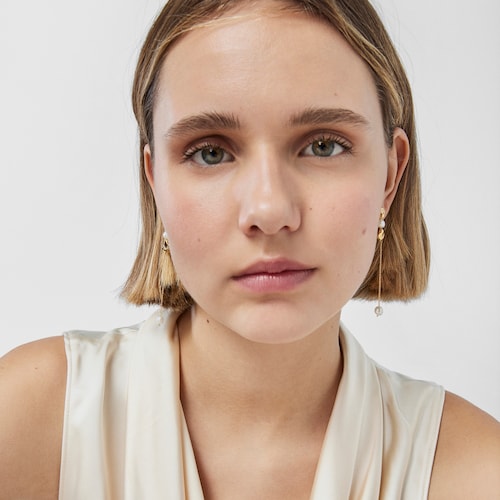 Long gold Oceaan shell Earrings with pearls