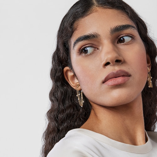 Aretes largos Oceaan conchas-cadenas de oro y perlas