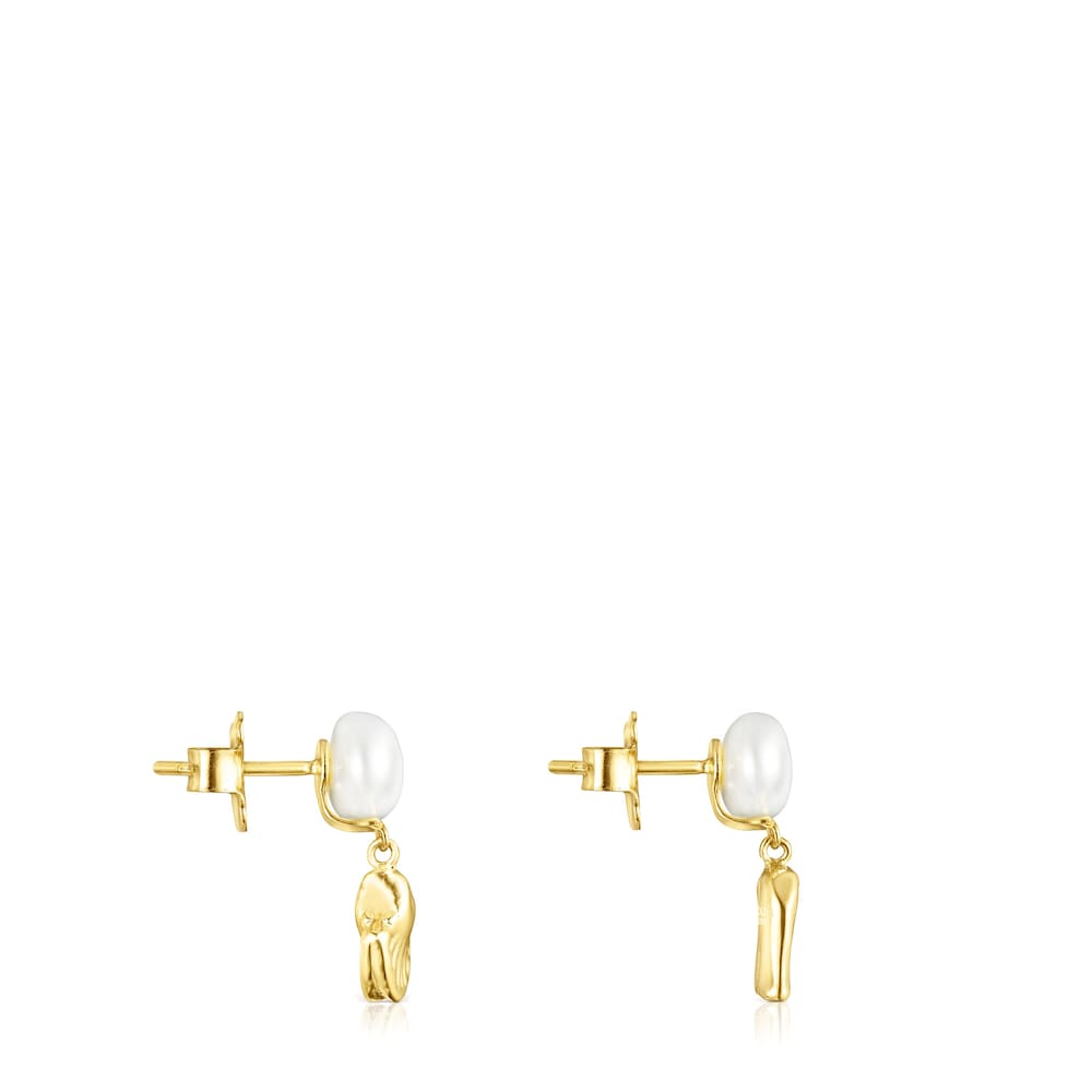 18K Solid Gold Oceaan shell-anemone Earrings with pearls