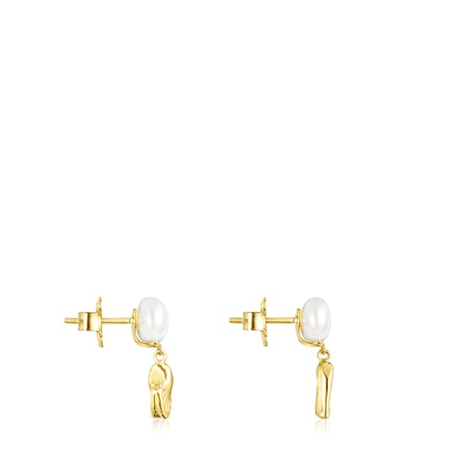 Gold Oceaan shell-anemone Earrings with pearls