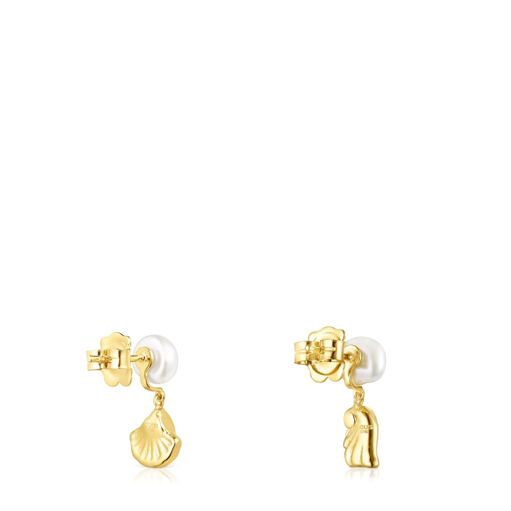 18K Solid Gold Oceaan shell-anemone Earrings with pearls