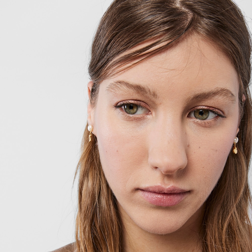 18K Solid Gold Oceaan shell-anemone Earrings with pearls