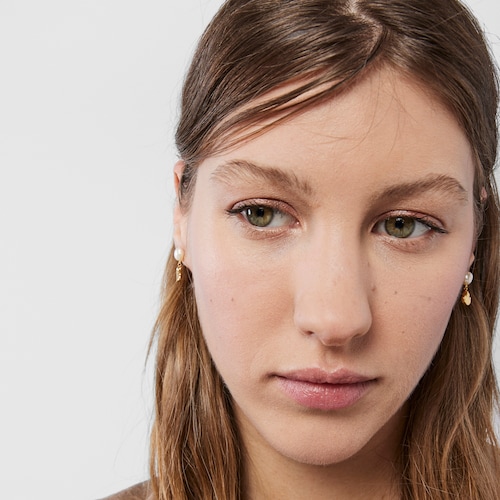 Gold Oceaan shell-anemone Earrings with pearls