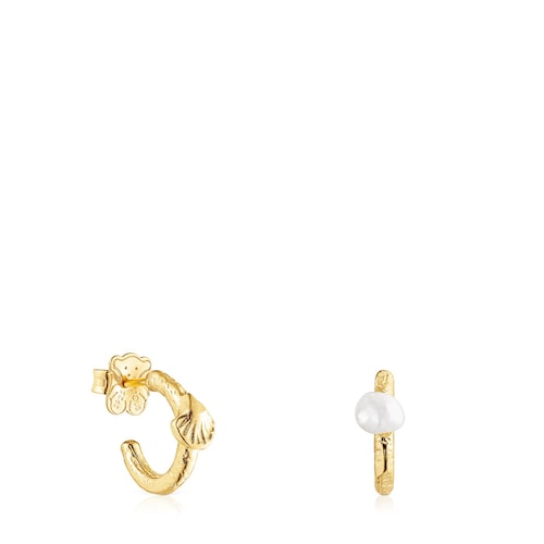 Silver vermeil Oceaan Duna Hoop earrings with pearl image number 0