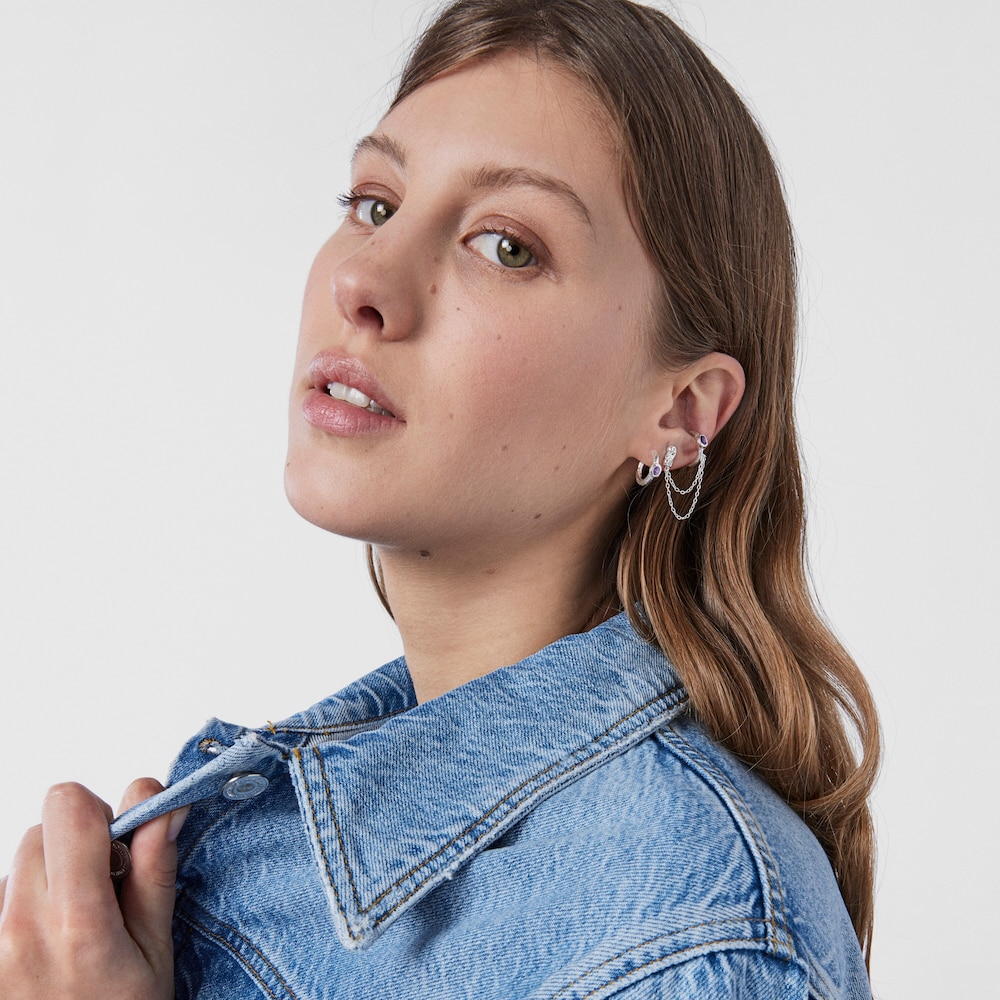 Earcuff de plata y amatista Oceaan Duna