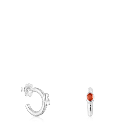 Silver Oceaan Duna Hoop earrings with carnelian image number 0