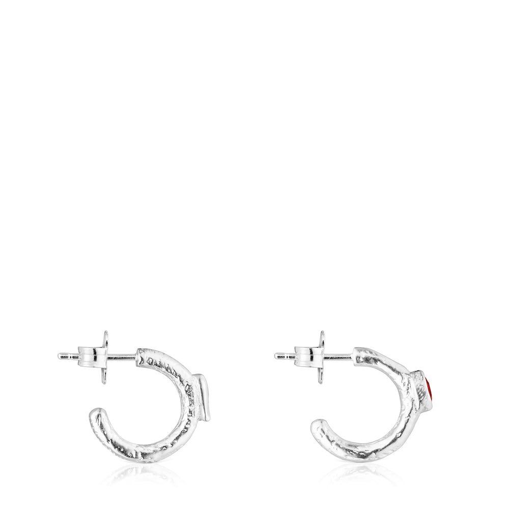 Silver Oceaan Duna Hoop earrings with carnelian