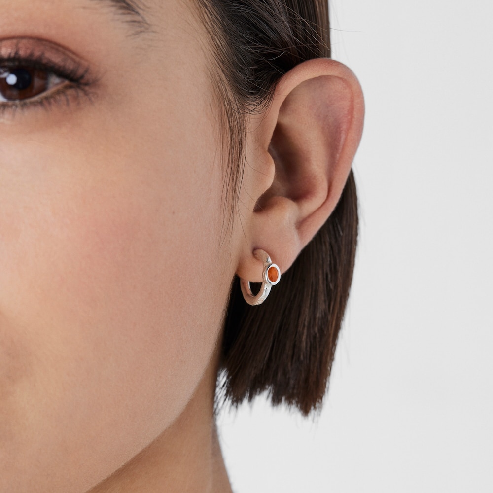 Silver Oceaan Duna Hoop earrings with carnelian