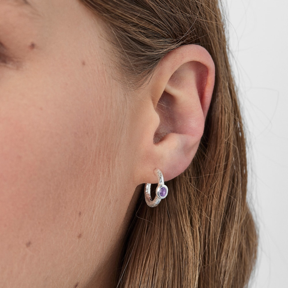 Pendientes aro de plata y amatista Oceaan Duna
