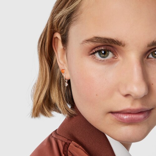 Set of Oceaan bear-shell Earrings with orange glass