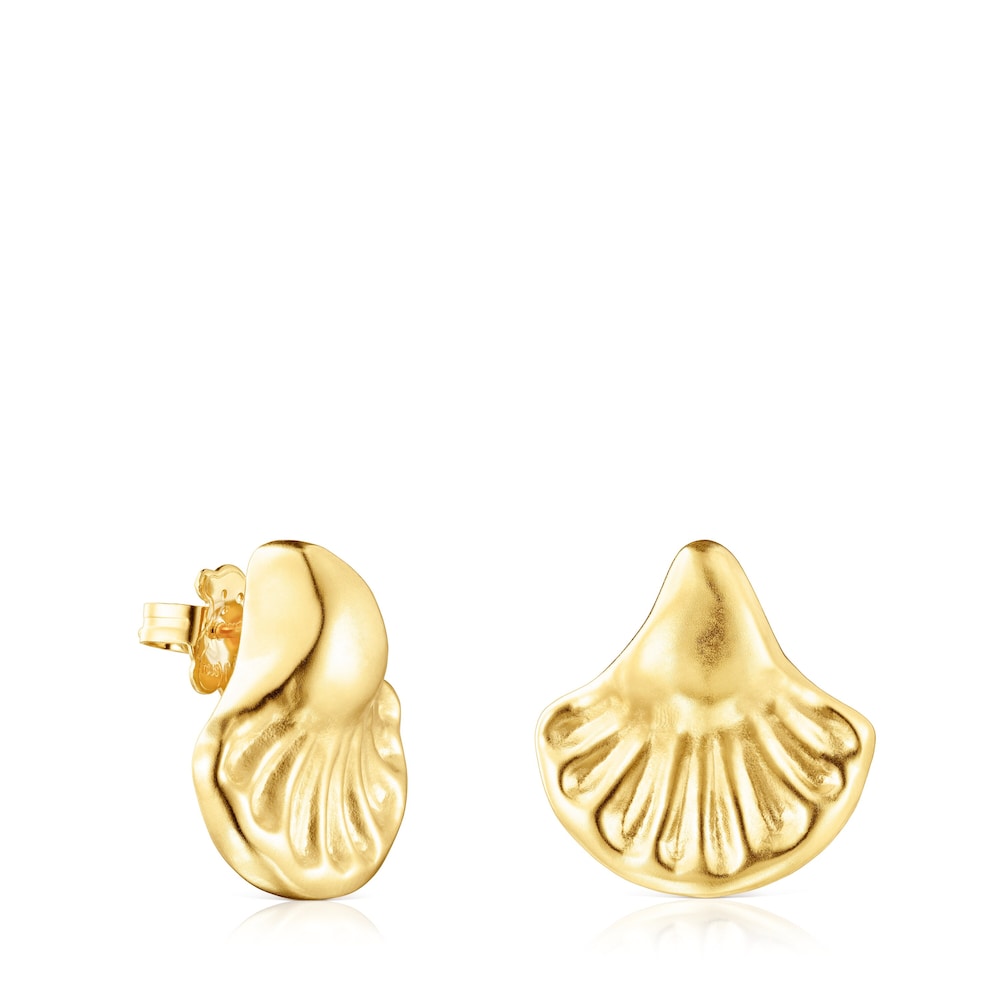 Pendientes concha con ba&ntilde;o de oro 18 kt sobre plata Oceaan