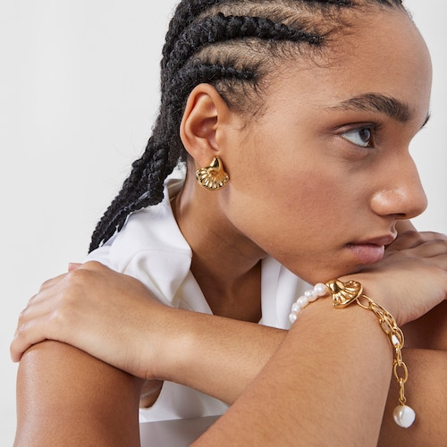 Brincos Oceaan concha em prata vermeil