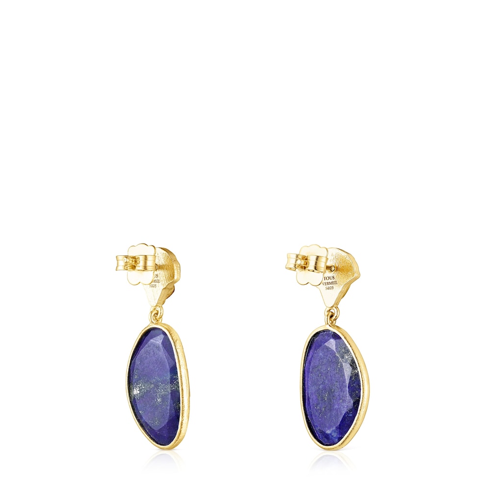 Aretes con ba&ntilde;o de oro 18 kt sobre plata y lapislazuli Oceaan Color
