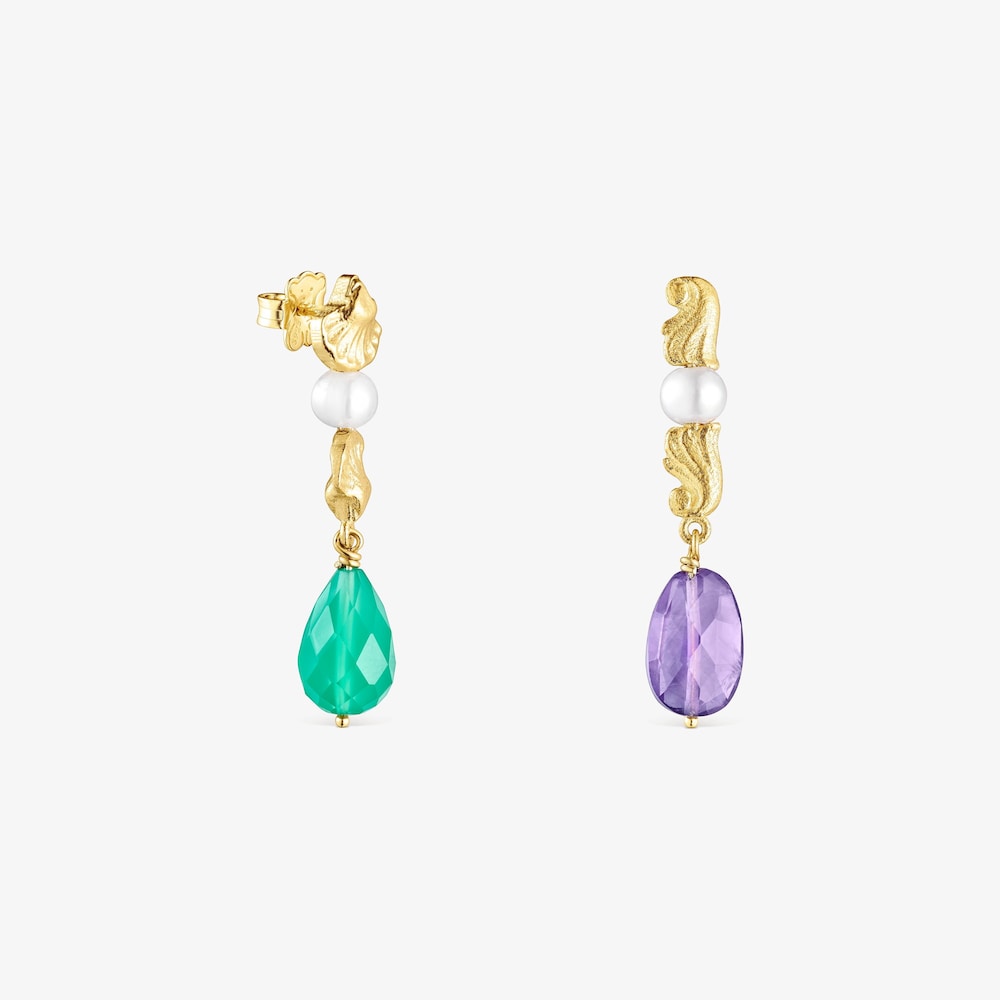 18K gold vermeil Oceaan Color Earrings with gemstones